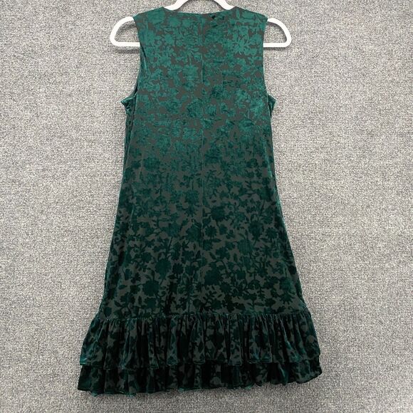 Tommy Hilfiger Dress Size 4 Green Floral Velvet Burnout Forest Fairy Whimsical - Picture 3 of 9
